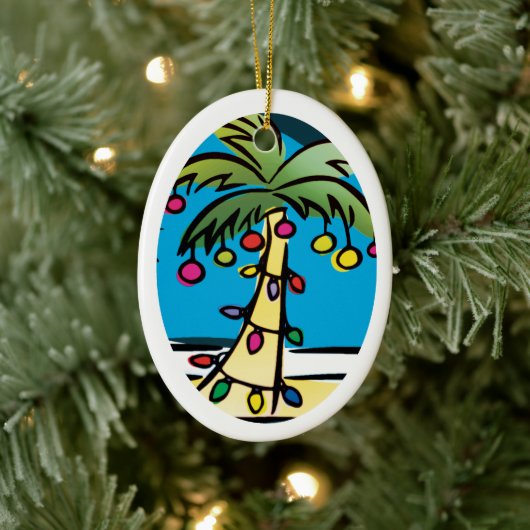 Gepersonaliseerde kerstversiering met heldere palm keramisch ornament (Boom)