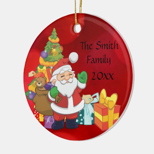 Gepersonaliseerde kerstversiering met kerstcadeaus keramisch ornament (Links)