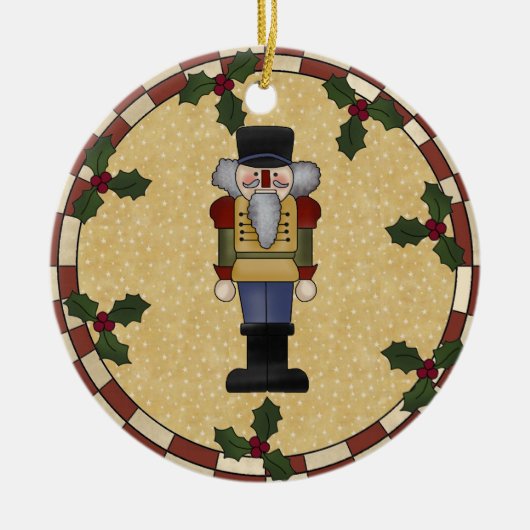 Gepersonaliseerde kerstversiering met Nutcracker Keramisch Ornament (Voorkant)