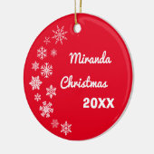 Gepersonaliseerde kerstversiering met sneeuwvlokke keramisch ornament (Links)