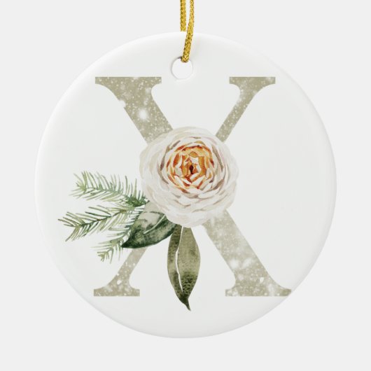 Gepersonaliseerde kerstversiering met uw initialen keramisch ornament (Voorkant)