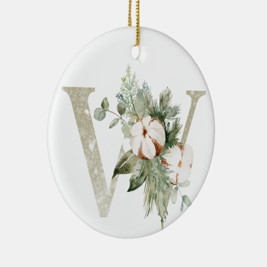 Gepersonaliseerde kerstversiering met uw initialen keramisch ornament (Rechts)