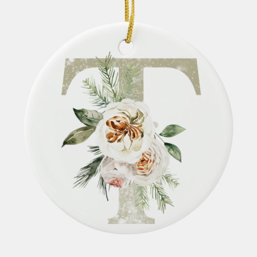 Gepersonaliseerde kerstversiering met uw initialen keramisch ornament (Voorkant)