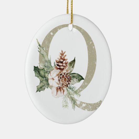 Gepersonaliseerde kerstversiering met uw initialen keramisch ornament (Rechts)