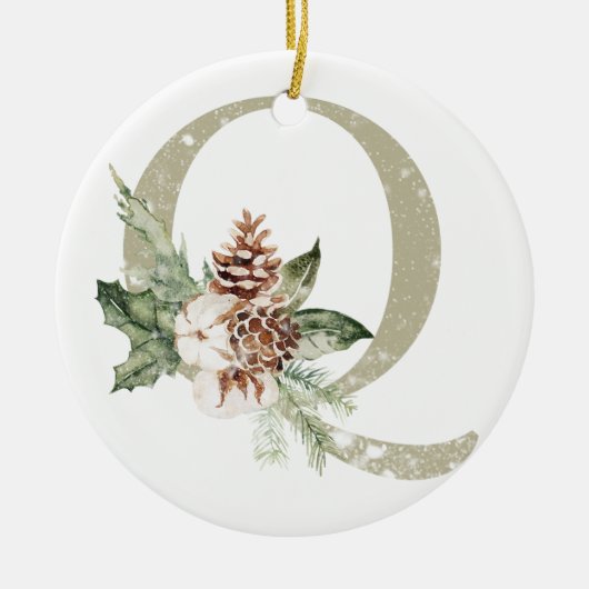 Gepersonaliseerde kerstversiering met uw initialen keramisch ornament (Voorkant)