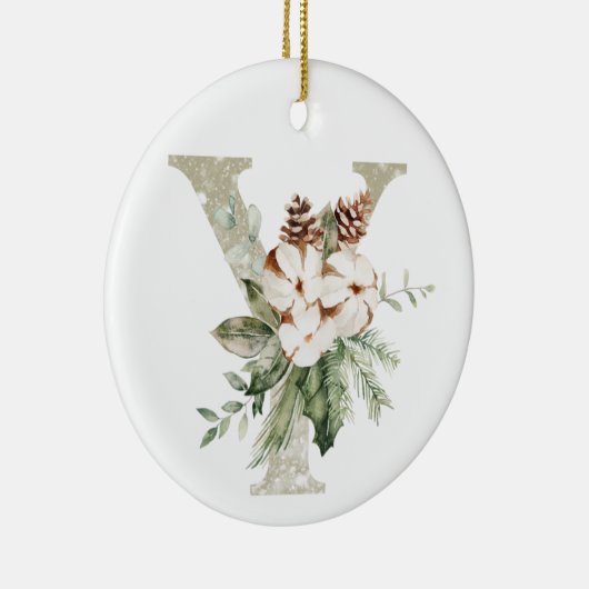 Gepersonaliseerde kerstversiering met uw initialen keramisch ornament (Rechts)