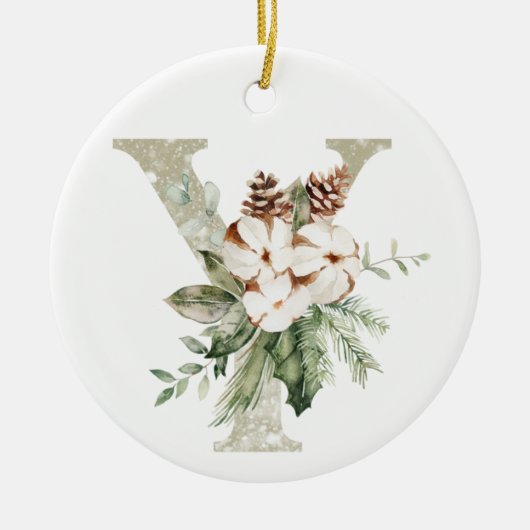 Gepersonaliseerde kerstversiering met uw initialen keramisch ornament (Voorkant)
