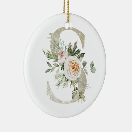 Gepersonaliseerde kerstversiering met uw initialen keramisch ornament (Rechts)