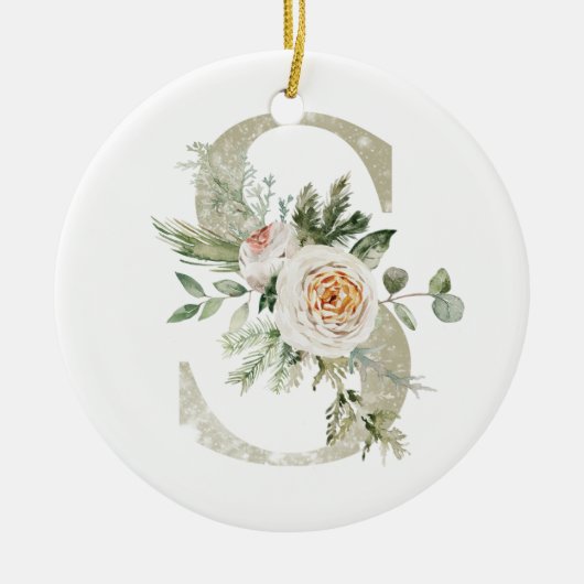 Gepersonaliseerde kerstversiering met uw initialen keramisch ornament (Voorkant)