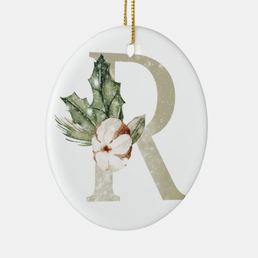 Gepersonaliseerde kerstversiering met uw initialen keramisch ornament (Rechts)