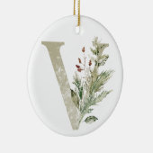 Gepersonaliseerde kerstversiering met uw initialen keramisch ornament (Rechts)