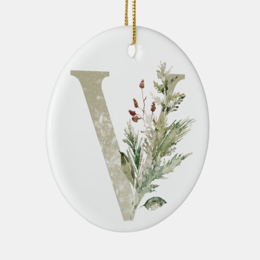 Gepersonaliseerde kerstversiering met uw initialen keramisch ornament (Rechts)