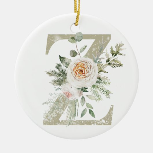 Gepersonaliseerde kerstversiering met uw initialen keramisch ornament (Voorkant)