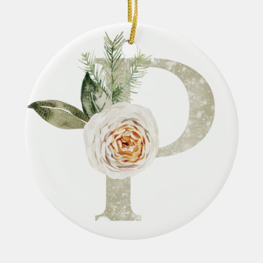 Gepersonaliseerde kerstversiering met uw initialen keramisch ornament (Voorkant)