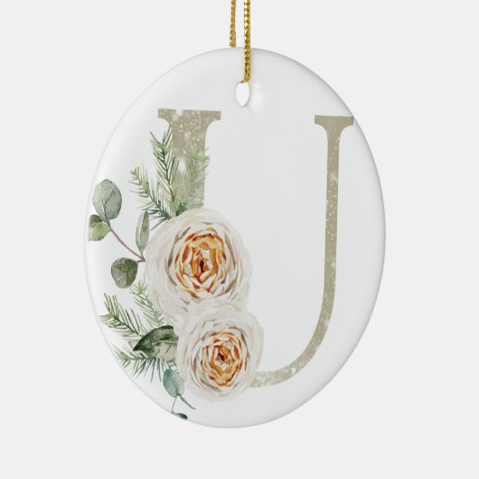 Gepersonaliseerde kerstversiering met uw initialen keramisch ornament (Rechts)