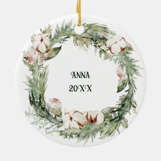 Gepersonaliseerde kerstversiering met uw initialen keramisch ornament (Achterkant)