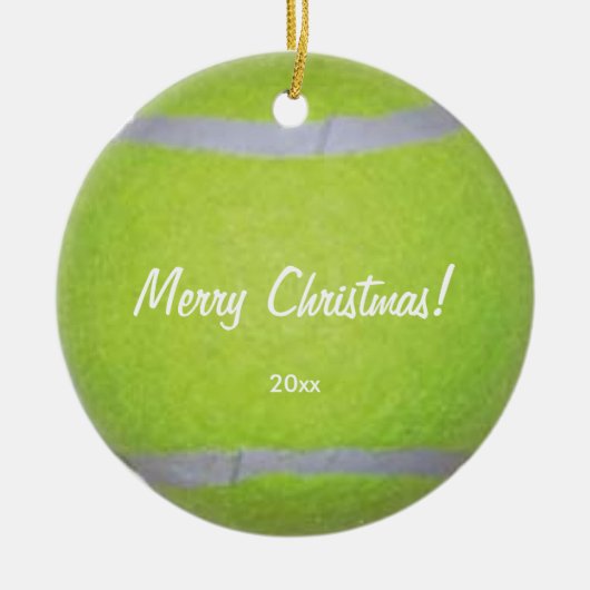 Gepersonaliseerde kerstversiering uit Tennis Ball Keramisch Ornament (Voorkant)