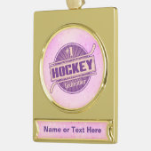 Gepersonaliseerde kerstversiering van Hockey Godmo Verguld Banner Ornament (Links)