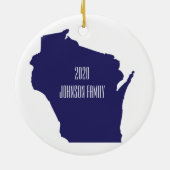Gepersonaliseerde kerstversiering van Wisconsin Keramisch Ornament (Achterkant)