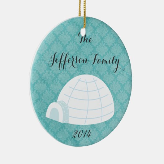 Gepersonaliseerde kerstversiering voor de Igloo-fa Keramisch Ornament (Rechts)