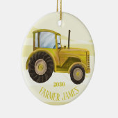 Gepersonaliseerde kerstversiering voor gele Tracto Keramisch Ornament (Rechts)