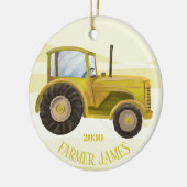 Gepersonaliseerde kerstversiering voor gele Tracto Keramisch Ornament (Links)