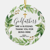 Gepersonaliseerde kerstversiering voor godfather keramisch ornament (Voorkant)