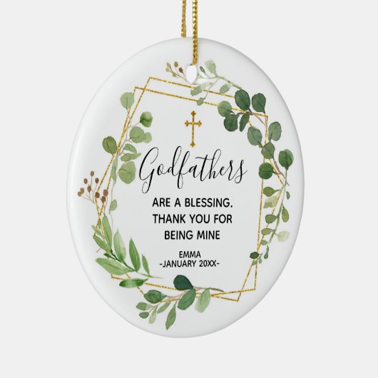 Gepersonaliseerde kerstversiering voor godfather keramisch ornament (Rechts)