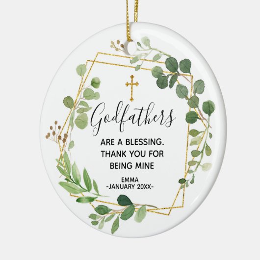 Gepersonaliseerde kerstversiering voor godfather keramisch ornament (Links)