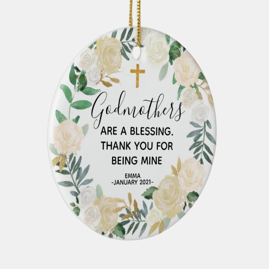 Gepersonaliseerde kerstversiering voor godmoeder keramisch ornament (Rechts)
