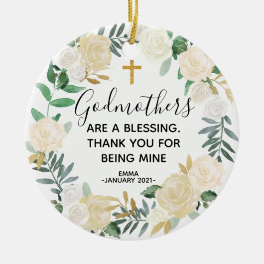 Gepersonaliseerde kerstversiering voor godmoeder keramisch ornament (Voorkant)