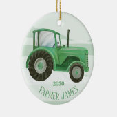 Gepersonaliseerde kerstversiering voor groene trac keramisch ornament (Rechts)