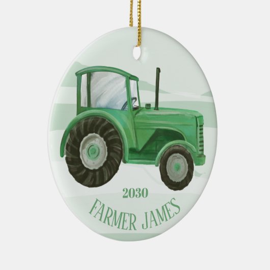 Gepersonaliseerde kerstversiering voor groene trac keramisch ornament (Rechts)