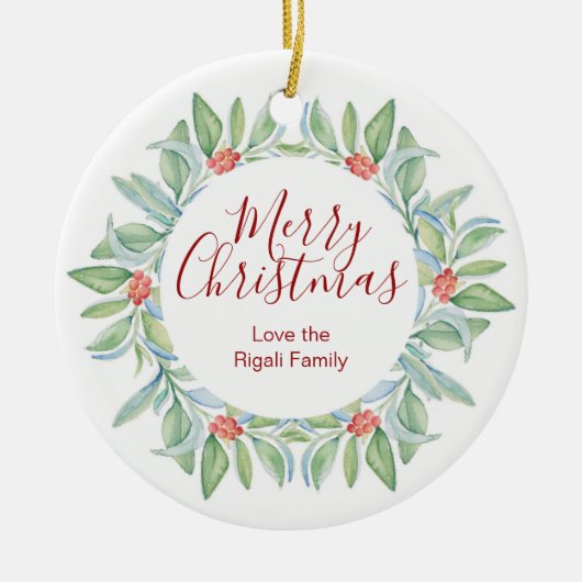 Gepersonaliseerde kerstversieringen keramisch ornament (Voorkant)