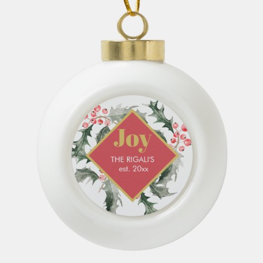 Gepersonaliseerde kerstversieringen keramische bal ornament (Voorkant)
