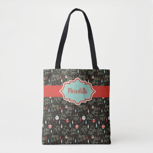 Gepersonaliseerde kerstversieringen met retro-inho tote bag (Voorkant)