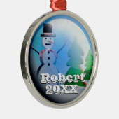 Gepersonaliseerde kerstwinterversiering Wereldbol Metalen Ornament (Rechts)