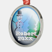 Gepersonaliseerde kerstwinterversiering Wereldbol Metalen Ornament (Links)