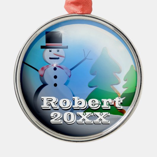 Gepersonaliseerde kerstwinterversiering Wereldbol Metalen Ornament (Voorkant)