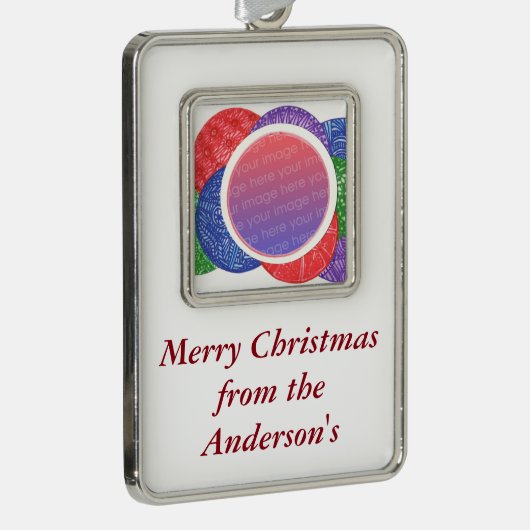 Gepersonaliseerde kerstzalen fotoversieringen verzilverd omlijst ornament (Rechts)