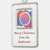 Gepersonaliseerde kerstzalen fotoversieringen verzilverd omlijst ornament (Links)