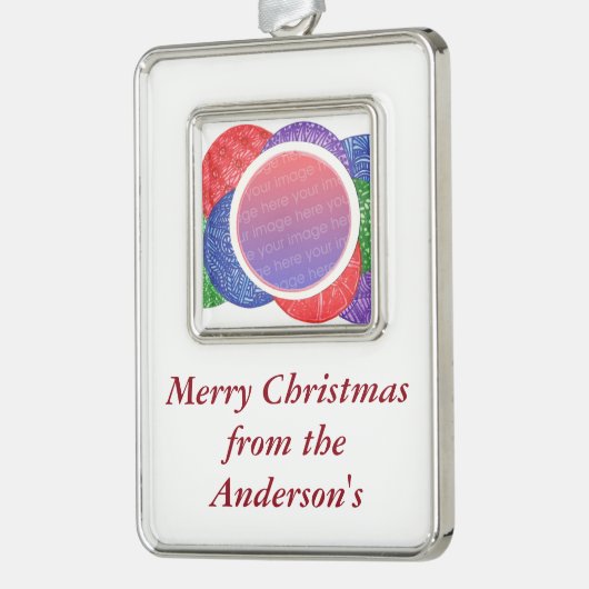 Gepersonaliseerde kerstzalen fotoversieringen verzilverd omlijst ornament (Links)