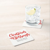 Gepersonaliseerde Kerstzegeningen Rood en Wit Kartonnen Onderzetters (Insitu)