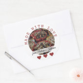 Gepersonaliseerde keuken bakken gemaakt met liefde ronde sticker (Envelop)