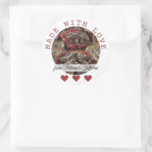 Gepersonaliseerde keuken bakken gemaakt met liefde ronde sticker (Tas)