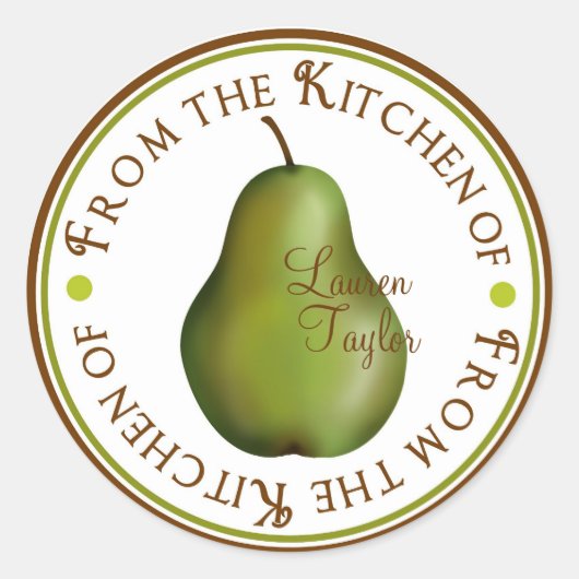 Gepersonaliseerde keuken bakken Stickers- Peren Ronde Sticker (Voorkant)