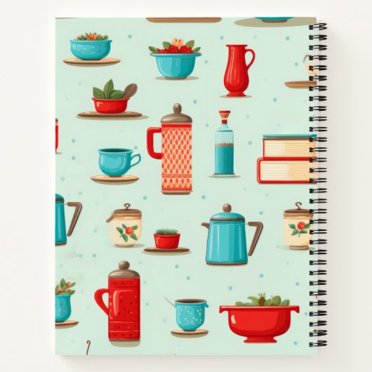 Gepersonaliseerde  Keuken Blauwgroen Rood Recepten Notitieboek (Achterkant)