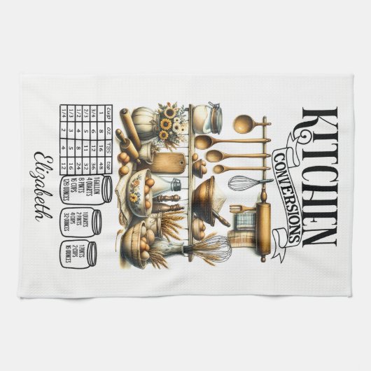 Gepersonaliseerde keuken conversies theedoek (Horizontaal)