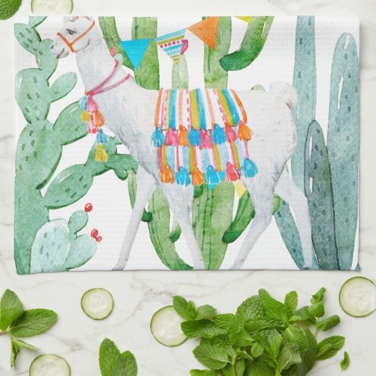 Gepersonaliseerde Keuken Handdoek Boho Llama Bohem (Gevouwen)