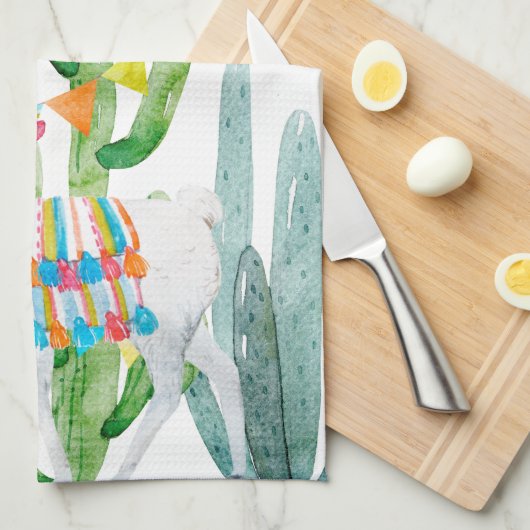 Gepersonaliseerde Keuken Handdoek Boho Llama Bohem (Quarter Fold)